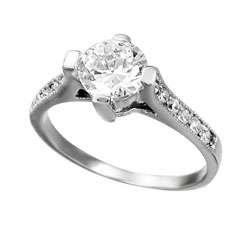   Steel Cubic Zirconia Cathedral Engagement Ring  