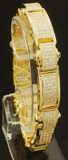 Mens 8 1/2 Inch 14k Gold Plated Micro Pave Bling CZ Iced Out Hip Hop 