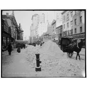 Piles of snow on Broadway,after storm,New York 