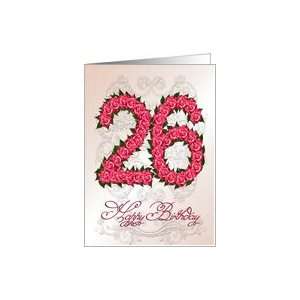  26th birthday card with roses and leaves Card Toys 