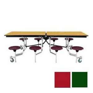   Stool Unit With Plywood Top, Green Top/Red Stools