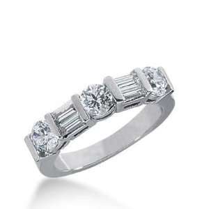 950 Platinum Diamond Anniversary Wedding Ring 3 Round Brilliant, 4 