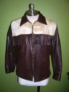 VTG Rockabilly Deer/Leather Fringe Jacket W/Steer Hide  