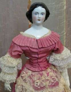 ETHEREAL Antique 18 1860 Jenny Lind Portrait China Doll with Bun 