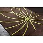   Contemporary Modern Lines Chocolate Brown Lime Green Wool Area Rug
