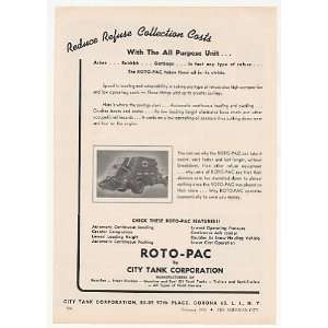   1952 City Tank Roto Pac Refuse Garbage Truck Print Ad: Home & Kitchen