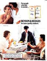 1987 BENSON & HEDGES 100S CIGARETTES Vintage Print Ad  
