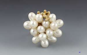 LARGE 14K GOLD PEARL GRAPE CLUSTER RING  