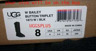 UGG® Australia BAILEY BUTTON TRIPLET BLACK 6 7 8 9 10 737872071691 
