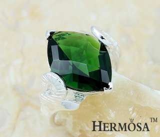 Fashion Lady Jewelry Precious Gift Diamond Cut Emerald Sterling Silver 