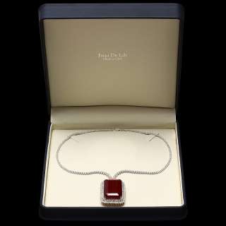   CERTIFIED 18K WHITE GOLD 108CT RUBY 12.00CT DIAMOND NECKLACE  