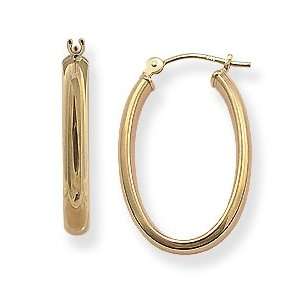  Half Round 1 1/4(30mm) Oval Hoop Earrings, HypoAllergenic Jewelry