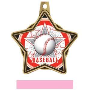   Custom Baseball Medals GOLD MEDAL / PINK RIBBON ALL STAR INSERT Custom