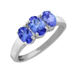  1.62 Ct 3 Stone Tanzanite .925 Sterling Silver Ring New 