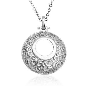    Sterling Silver Scroll Design Open Circle Pendant, 18 Jewelry