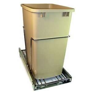 Pull Out 35qt. Waste Container, Chrome/Almond 