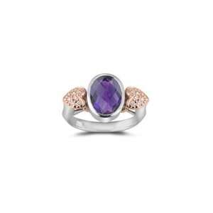  0.11 Cts Diamond & 2.40 Cts Amethyst Ring in 14K Two Tone 