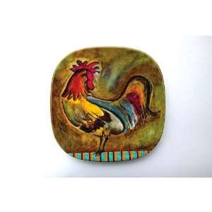  4 Assorted: Fresco Roosters Square Salad Plates: Kitchen 