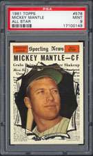 1961 Topps #578 Mickey Mantle All Star PSA 9+ MINT  