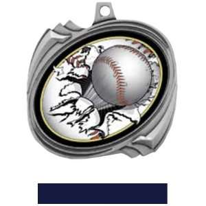  Awards Custom Baseball Bust Out Insert Medals SILVER MEDAL / NAVY 