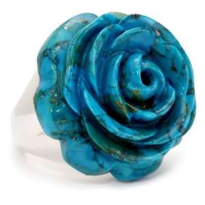  Sterling Silver Dyed Turquoise Flower with Anti Tarnish 