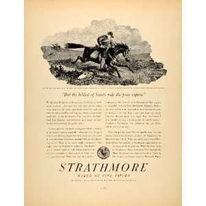 1937 Ad Strathmore Fine Papers Pony Express Lincoln   Original Print 