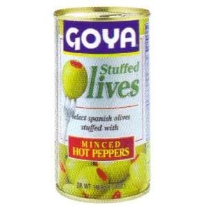 Goya Stuffed Olives Minced Hot Peppers 5.25 oz:  Grocery 