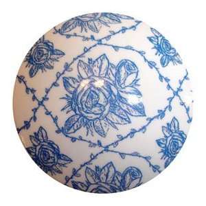  Blue Floral Toile Knob Baby