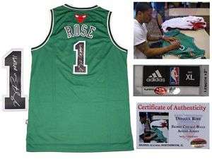 Derrick Rose SIGNED Chicago Bulls Adidas Green Jersey  