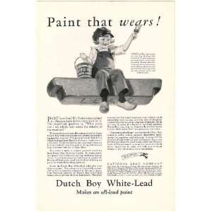  1926 Dutch Boy White Lead Paint Trademark Print Ad 