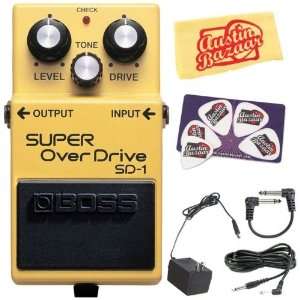  Boss SD 1 Super Overdrive Pedal Bundle with AC Adapter, 10 
