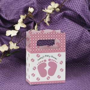 Baby Feet Pink   Mini Personalized Baby Shower Favor Boxes 