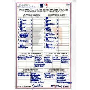 Dodgers vs. Giants 9 28 2007 Game Used Lineup Card  Sports 