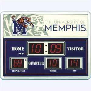  Memphis Tigers NCAA Scoreboard Clock & Thermometer (14x19 