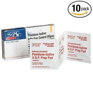 First Aid Only Povidone iodine Infection Control Wipe, 10 Count Boxes 