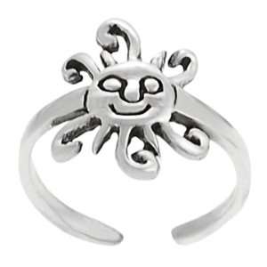 Sterling Silver Womens Flame Sun Toe Ring Hypoallergenic Nickel Free 