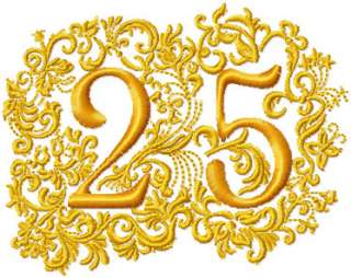 25th Anniversary Embroidery Design
