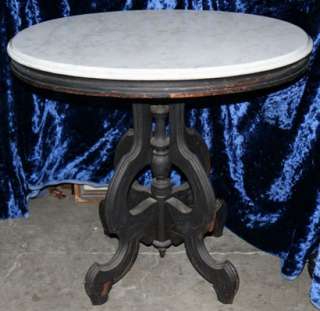 ANTIQUE VICTORIAN CARRARA MARBLE OVAL TABLE WOOD WOODEN BASE ORIGINAL 