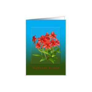  Birthday, 84th, Red Day Lilies, Religious Card Toys 