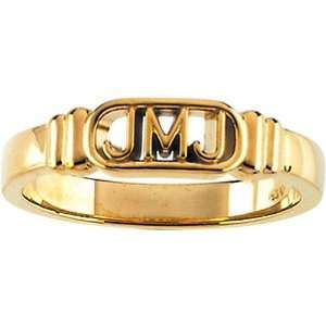  14K Yellow Gold Jesus, Mary and Joseph Mans Ring 