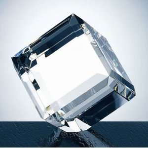  Beveled Optical Crystal Diamond Cube Ornament   Medium 