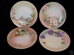 Limoges Hand Painted Plates 4 D & Co Delinieres 7 1/2  