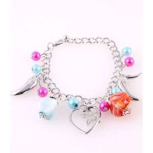  Murano Bead Bracelet with Acrylic Pearl Hart and Star 