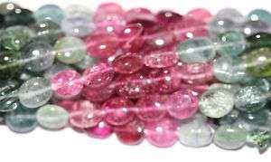 14 St Multi Tourmaline Oval Gemstone Loose Beads 6x7mm  