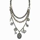 1928 Jewelry 1928 Black plated Cross & Key Dangles Multi Strand 17 