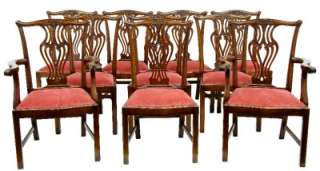 SET OF 8+2 MAHOGANY CHIPPENDALE STYLE CHAIRS  