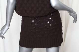   HERRERA Brown Knit CASHMERE Tunic Dress+Cropped Jacket Sweater Set XL