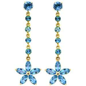    14k Gold Chandelier Earrings with Genuine Blue Topaz: Jewelry