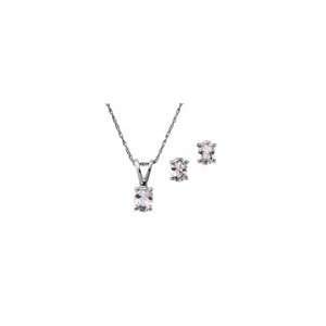 ZALES Oval White Topaz and Diamond Accent Pendant and Earring Set in 
