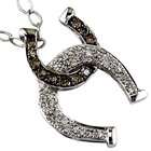   14K White Gold Diamond and Brown Diamond Horse Shoe Necklace